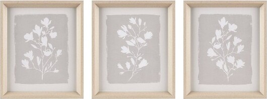 3pcFairFloretsFramedGlassWallArtSetBeige-MadisonPark:ModernBotanicalDecor,MDF&Polyethylene