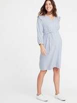 Thumbnail for your product : Old Navy Maternity Ruffle-Shoulder Tie-Belt Shirt Dress