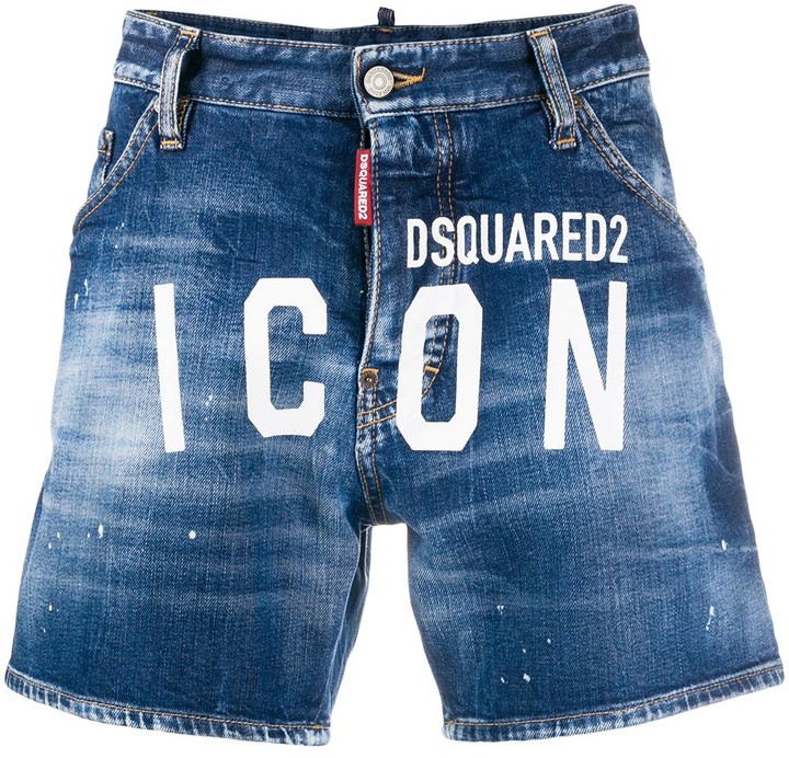DSQUARED2 ICON logo denim shorts - ShopStyle