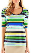 Thumbnail for your product : Liz Claiborne Elbow-Sleeve Striped Tee - Tall