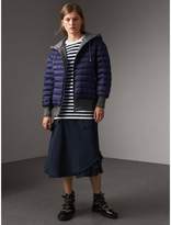 Thumbnail for your product : Burberry Reversible Down-filled Hooded Bomber Jacket , Size: XS, Blue