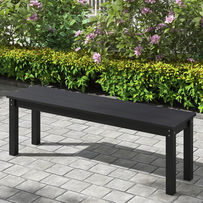 Ophelia & Co. 55'' HDPE Outdoor Bench for 2-3 People Weatherproof Backless Patio Garden Bench