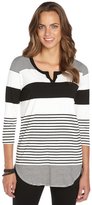 Thumbnail for your product : Wyatt black and white stretch striped 3/4 sleeve tunic