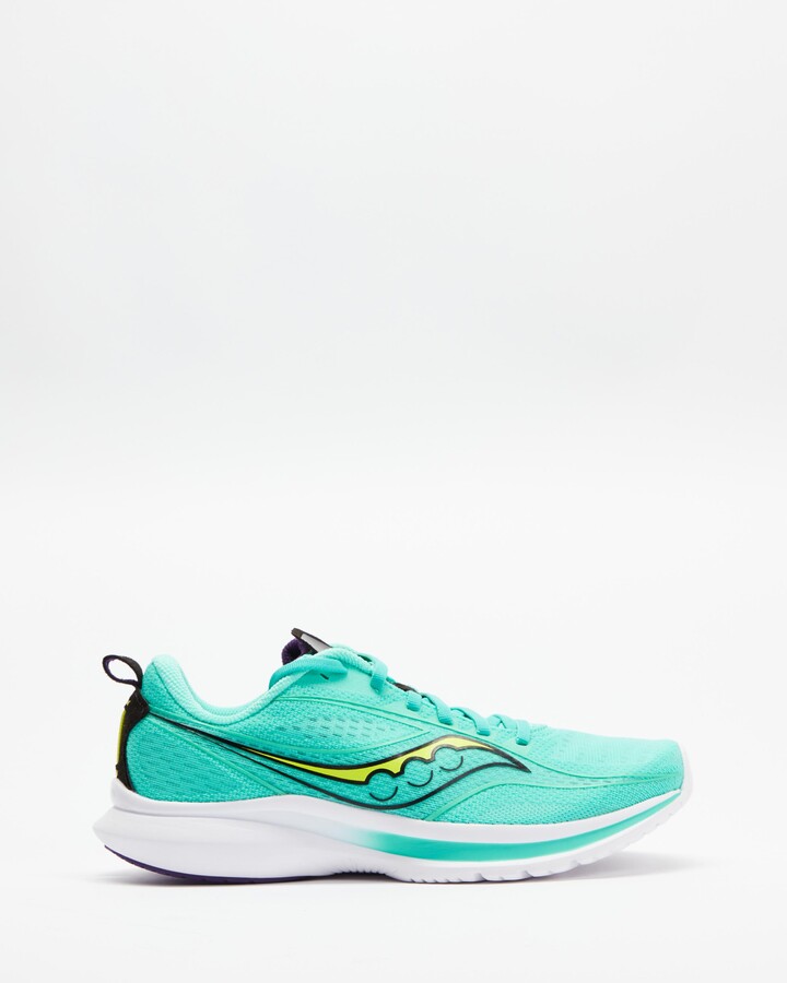 mint green running shoes