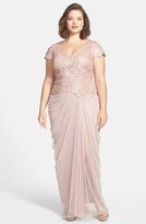 Thumbnail for your product : Tadashi Shoji Sequin & Tulle V-Neck Gown (Plus Size)