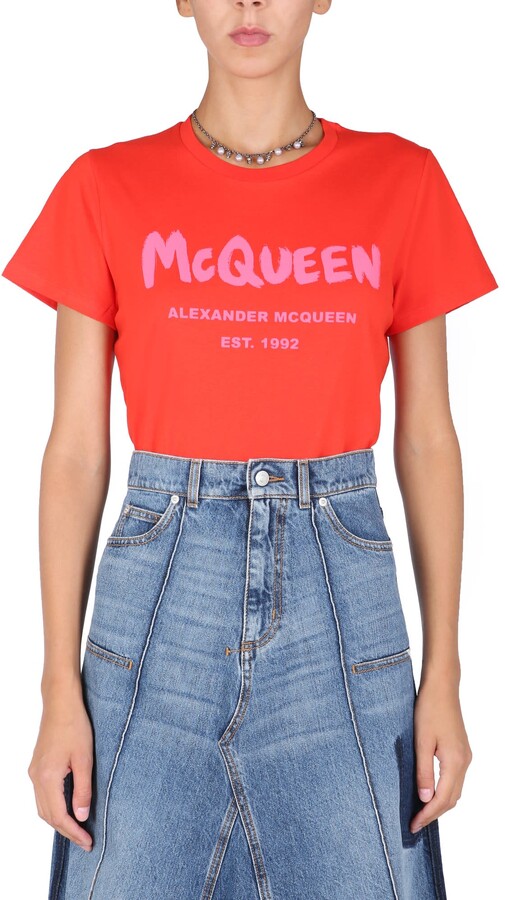 Alexander McQueen Graffiti Logo Print T-Shirt - ShopStyle