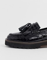 Thumbnail for your product : ASOS DESIGN DESIGN Meze chunky fringed leather loafers in black