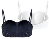 Thumbnail for your product : New Look Teens 2 Pack Navy Polka Dot and Cream Longline Bras
