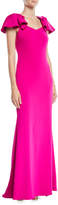 Thumbnail for your product : Badgley Mischka Crepe Column Gown w/ Twist Cap Sleeves