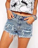 Thumbnail for your product : ASOS High Waist Denim Shorts in Valley Vintage Wash with Rips