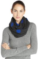 Thumbnail for your product : Wyatt charcoal and cobalt cashmere knit polka dot infinity scarf