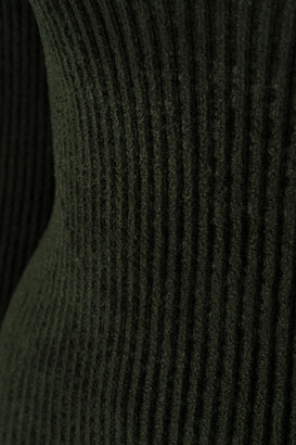 Bottega Veneta Tie-detailed Ribbed-knit Sweater - Dark green