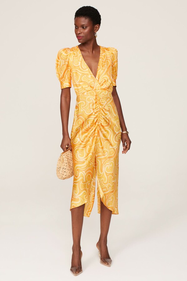 Ronny Kobo x RTR Orange Swirl Midi Dress Orange-print