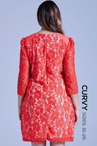 Thumbnail for your product : Little Mistress Curvy Curvy Coral Lace Overlay Tunic Dress