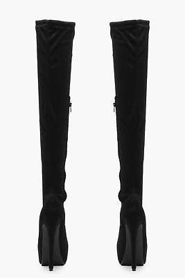 boohoo Womens Alisha Concealed Platform Over the Knee Boots in Black size 6