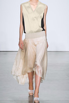 Thumbnail for your product : Reed Krakoff Stretch-silk satin and linen top