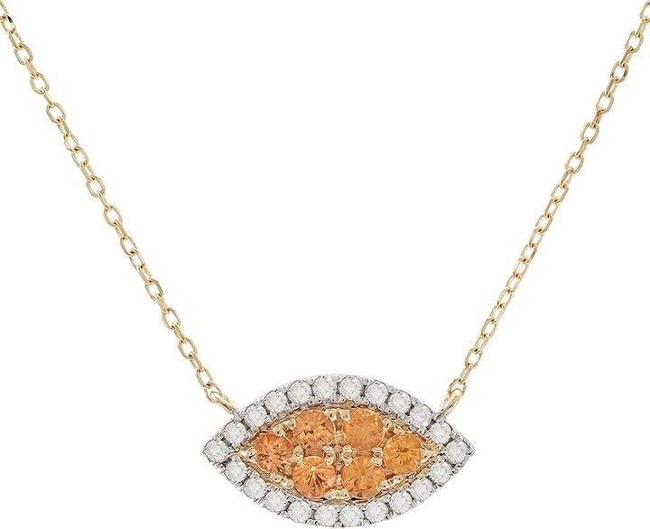 Gemstones 0.33 Ct. Tw. Diamond & Orange Sapphire 14K Necklace