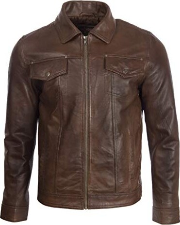 Aviatrix Men's Super-Soft Real Leather Classic Harrington Fashion ...