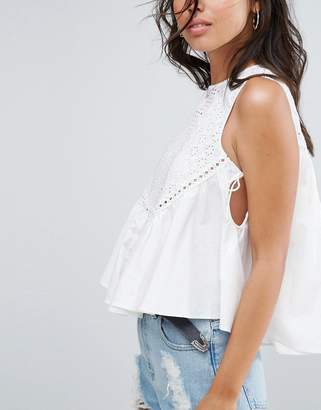 ASOS DESIGN Swing Top with Broderie Panel