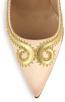 Thumbnail for your product : Manolo Blahnik Leather Scroll Satin Pumps