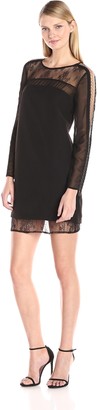 Adelyn Rae Women's Long Sleeve Dress with Lace Detail