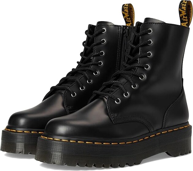 Dr. Martens Jadon Smooth Leather Platform Boots Lace-up Boots Black Polished Smooth : UK 3 (US Men's 4 - Women's 5) Medium