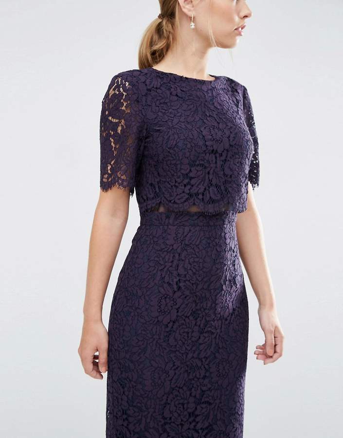 ASOS Lace Crop Top Midi Pencil Dress ShopStyle