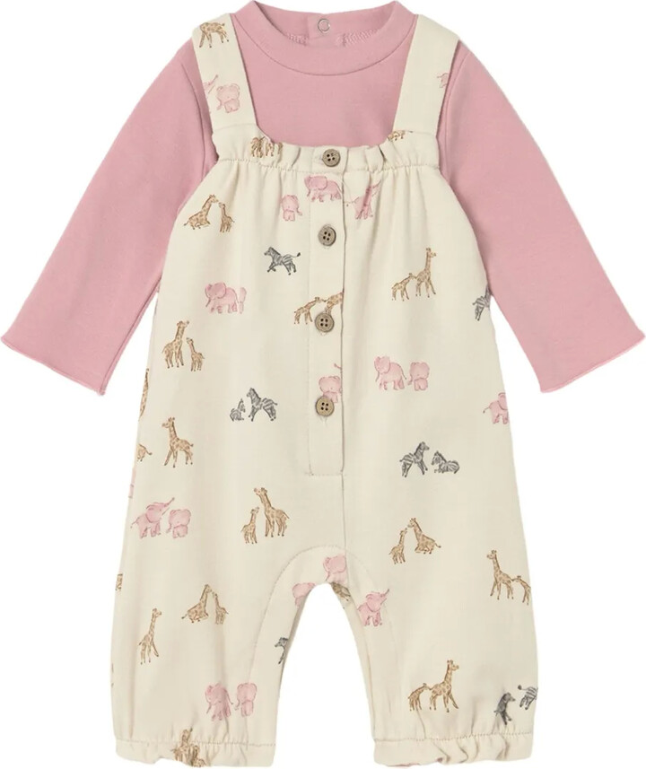 Mayoral animal-print T-shirt and dungaree set