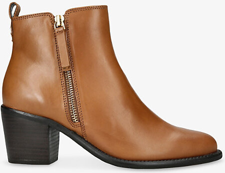 Carvela Womens Tan Secil Wide-Fit Leather Heeled Ankle Boots Eur 37 / 4 Uk Women