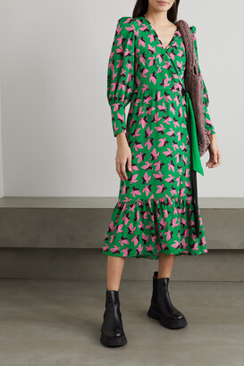 Diane von Furstenberg - Blade Floral-print Chiffon Midi Wrap Dress - Green