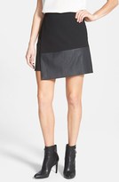 Thumbnail for your product : Vince Camuto Faux Leather Hem Faux Wrap Skirt