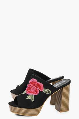 boohoo Floral Embroidered Mules
