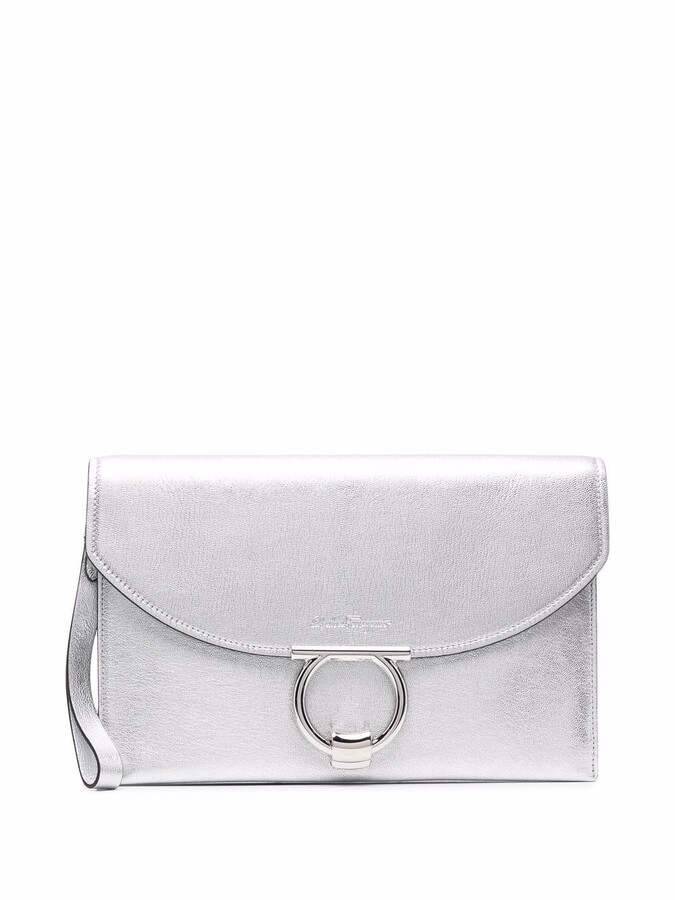 silver metallic clutch