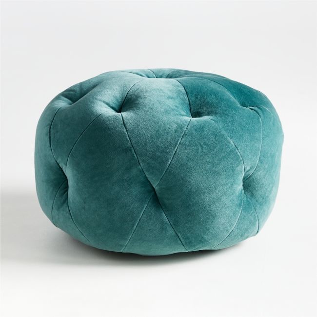 Jade Velvet Pouf