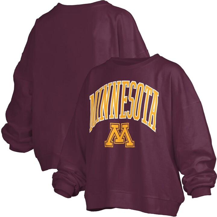 Pressbox Women's Maroon Minnesota Golden Gophers Janise Arch Over Logo Waist Length Oversized Pullover Sweatshirt