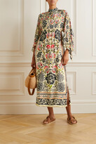 Thumbnail for your product : Farm Rio Fringed Floral-print Crepe Maxi Dress - White