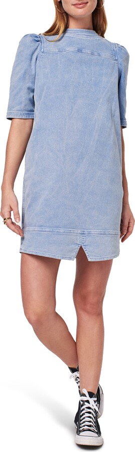 Denim Mini Dress With Puff Sleeves | Shop the world's largest 