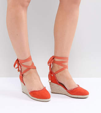 Truffle Collection Wide Fit Pom Espadrille Wedge