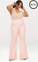 Thumbnail for your product : PrettyLittleThing Plus Stone Striped Flared Trousers