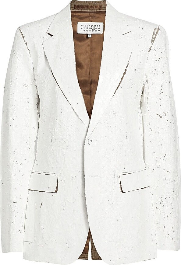 MM6 MAISON MARGIELA Women's Crackled Single-Breasted Jacket - White - Size 0