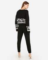 Thumbnail for your product : Express Animal Print Stripe Cropped Sweater
