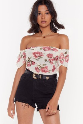 BEIGE Nasty GalNasty Gal Womens La Vie En Rose Floral Off-The-Shoulder Top 4,