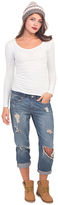 Thumbnail for your product : Wet Seal Striped V-Neck Long Sleeve Tee