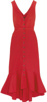 Thumbnail for your product : Saloni Cutout Fluted Stretch-cotton Poplin Midi Dress