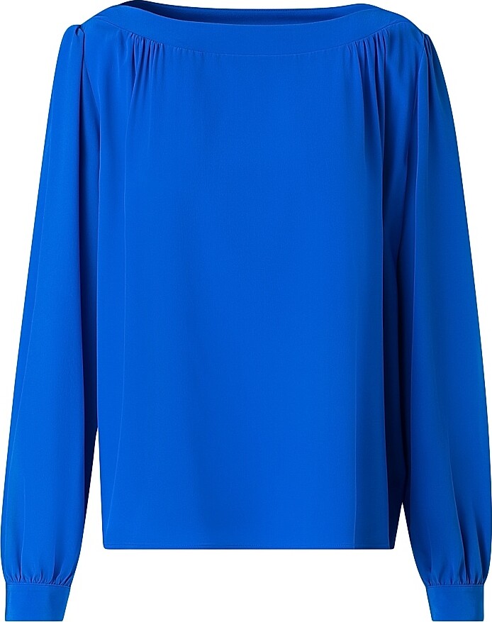 Akris Punto Women's Silk-Crepe Boatneck Blouse - Royal Blue - Size 4