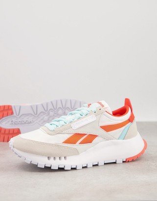Reebok Classic Legacy sneakers in white with orange and blue detail -  ShopStyle
