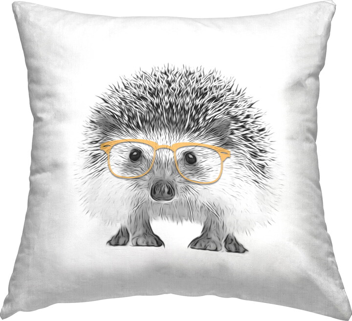Stupell Industries Lovable Hedgehog Wearing Yellow Glasses Animal Design by Annalisa Latella Throw Pillow