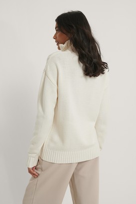 NA-KD Rip Detail Zip Knitted Sweater