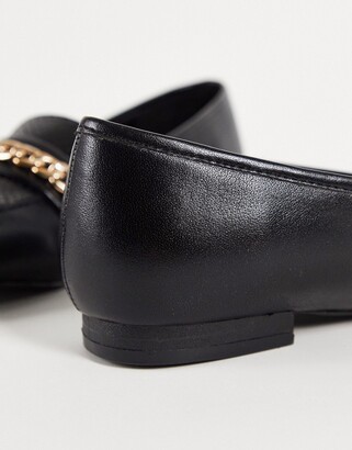 Dune London chain detail loafes in black leather