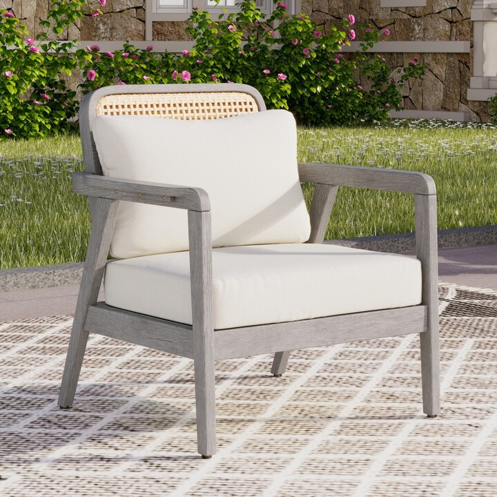 Streamdale Furniture Streamdale Acacia Patio Club Chair with Waterproof Cushion